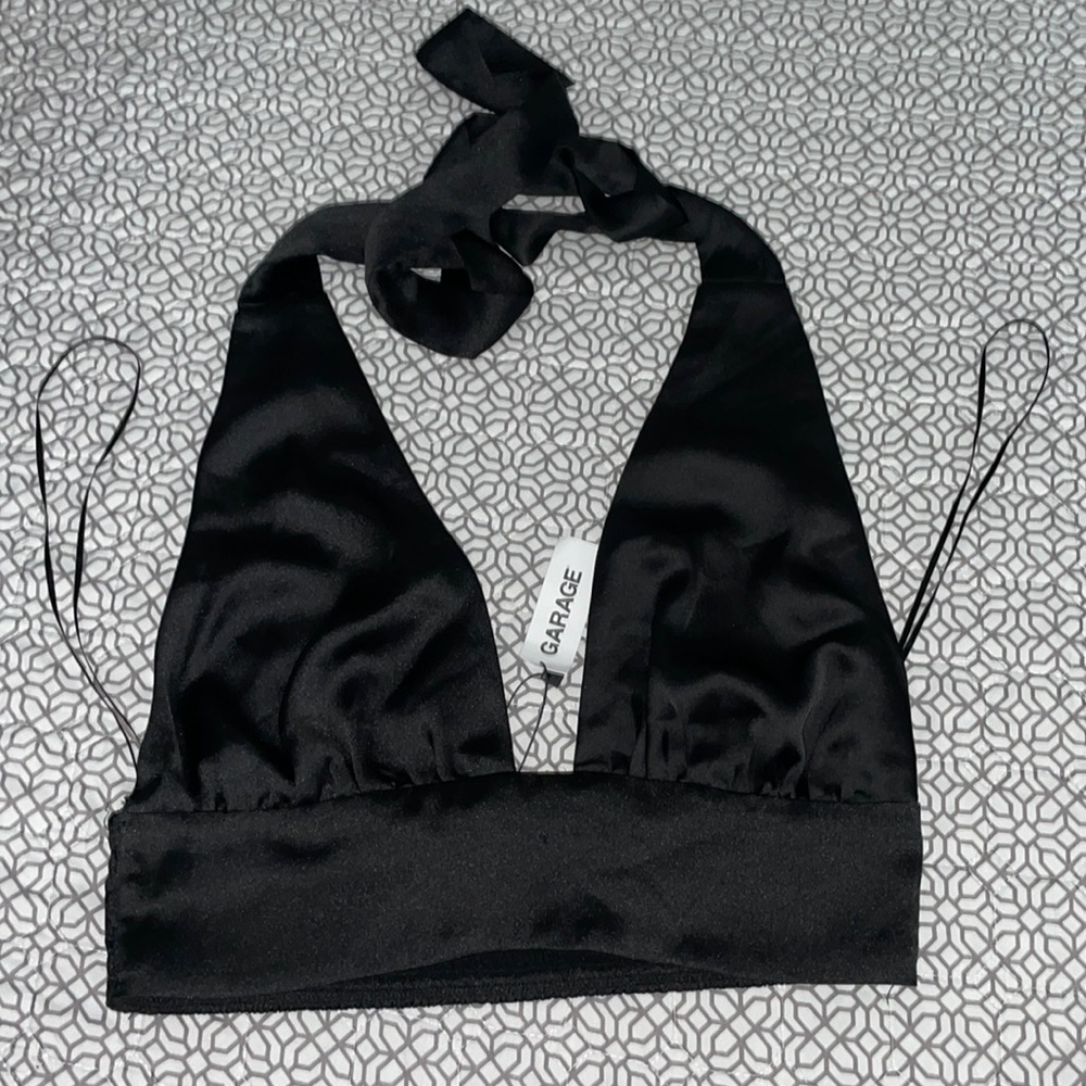 Garage Halter crop too satin